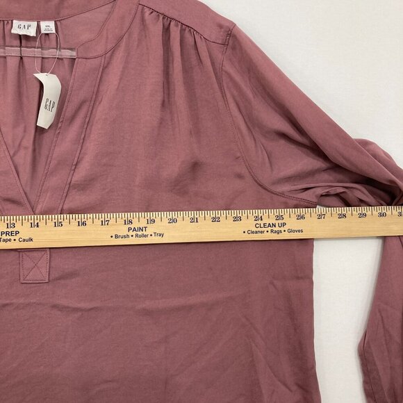 New GAP XXL Dusty Pink Soft Flowy Y Neck Relaxed Popover Long Sleeve Office - Picture 6 of 10